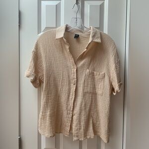 Over sized gauze short sleeves top